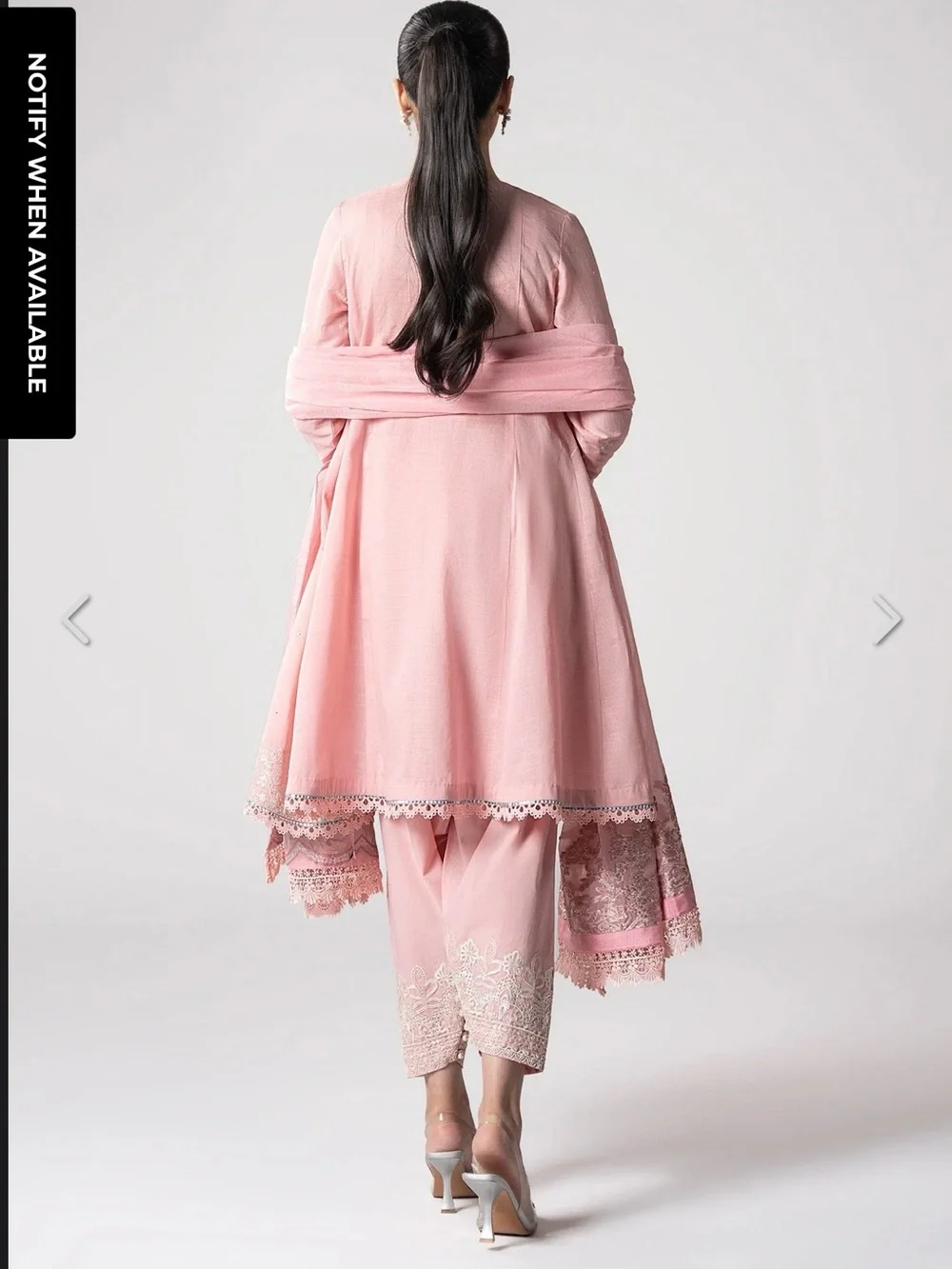 Elegant Pink Long Sleeve Embroidered Women's Dress Set